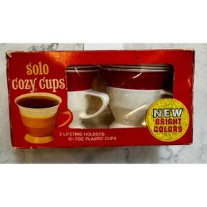 Vintage Solo Cozy Cups New In Box 1970s MCM Retro Kitchen 2 Holders 10 Cups NOS